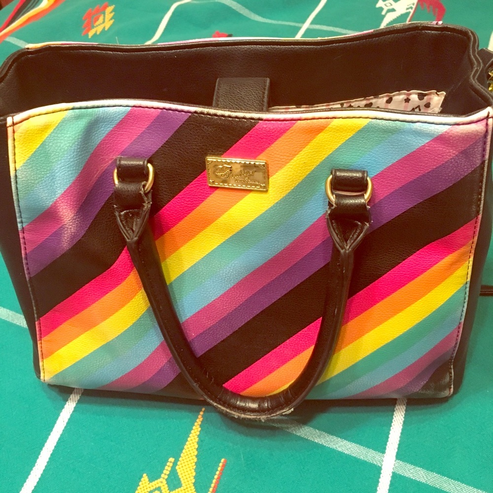 Luv Betsey Johnson Rainbow Stripe Satchel bag